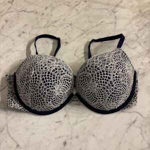 Victoria Secret Women Very Sexy Push Up Lace Bra Navy Blue White 36C